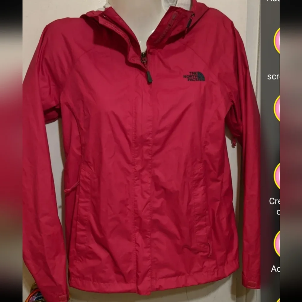 Tnf windbreaker jacket pink hooded logo the north face nylon
